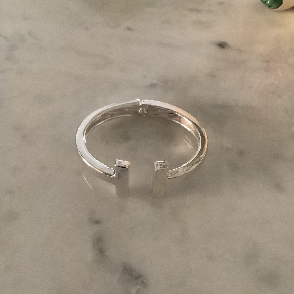 Silver tone Open-Front T-Bar Cuff Ring - Women Jewelry